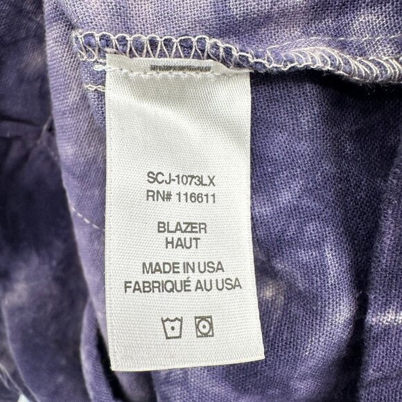 Amadi Anthropologie Blazer Jacket Medium‎ Purple Tie Dye Double Breasted Pockets - Picture 13 of 15